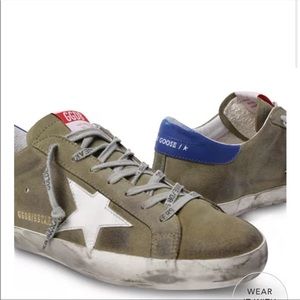 Golden Goose Super Star Green With Blue Heel